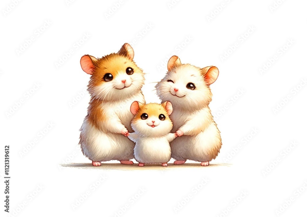 Playful hamsters family cute illustration joyful vibe Playful hamsters family cute illustration joyful vibe