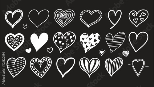Detailed Monochrome Heart Patterns