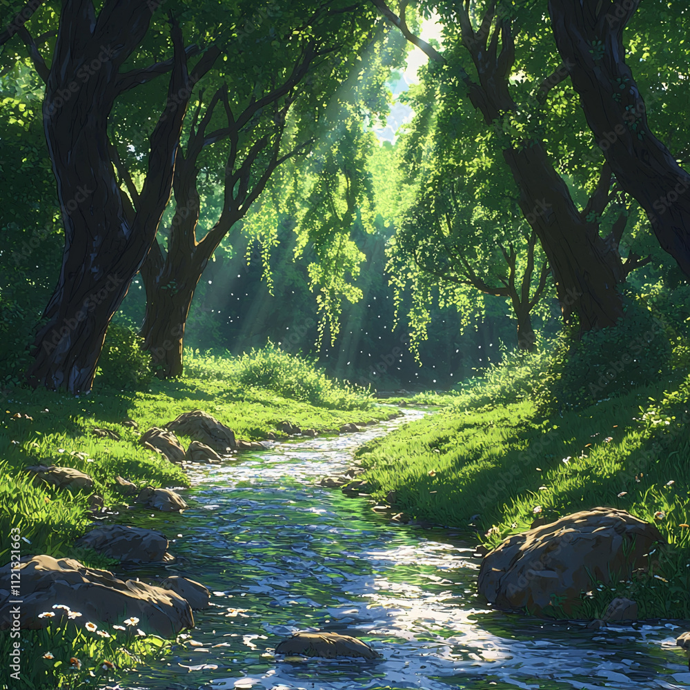 Obraz premium 綺麗な自然の風景のイラスト