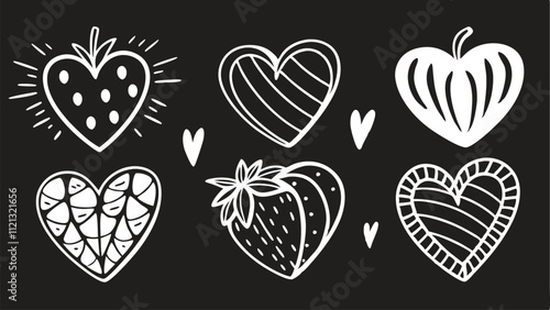 Black and White Strawberry and Heart Collection
