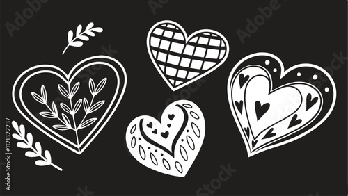 Romantic Black and White Heart Illustrations