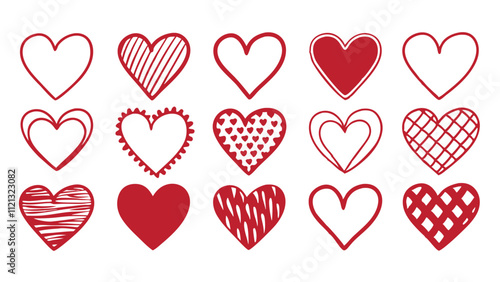 Seamless Pattern of Hand-Drawn Hearts