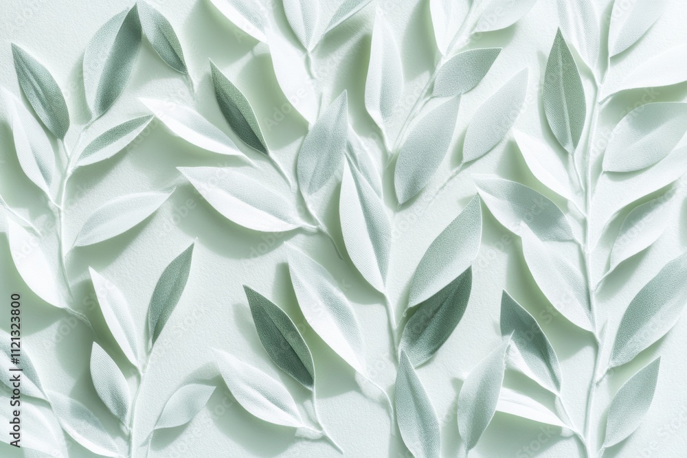 Obraz premium 自然の美しさが感じられる柔らかな葉のパターンと緑のトーンの背景
