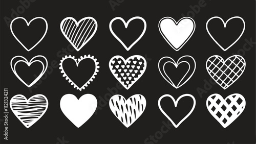 Contrast Heart Patterns in Black and White Theme