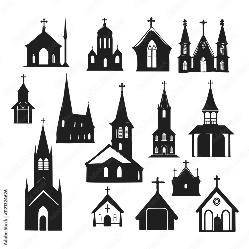 church clip art silhouette set vector church clip art silhouette set vector