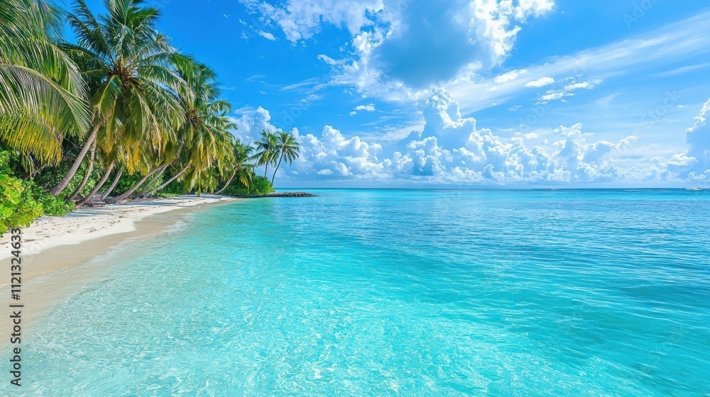 Fototapeta premium Relaxing beach day at a tropical paradise stunning ocean view natures serenity