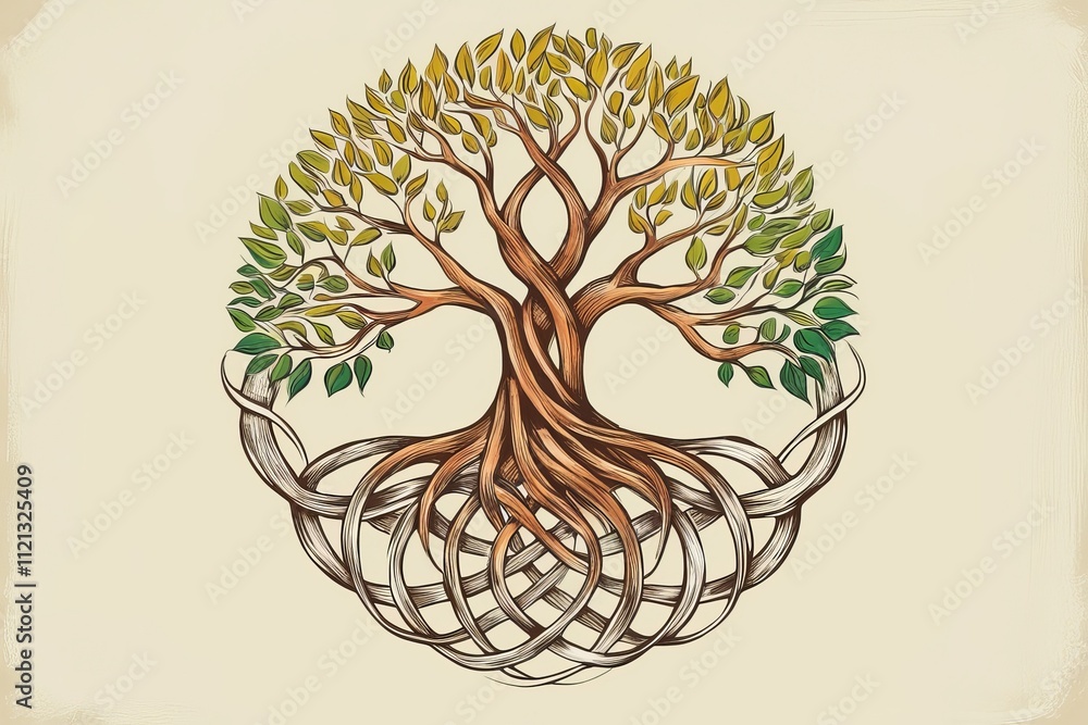 Naklejka premium A stylized intricate illustration of a tree