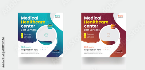 Hospital and healthcare social media post new collection Instagram promotion banner flyer template