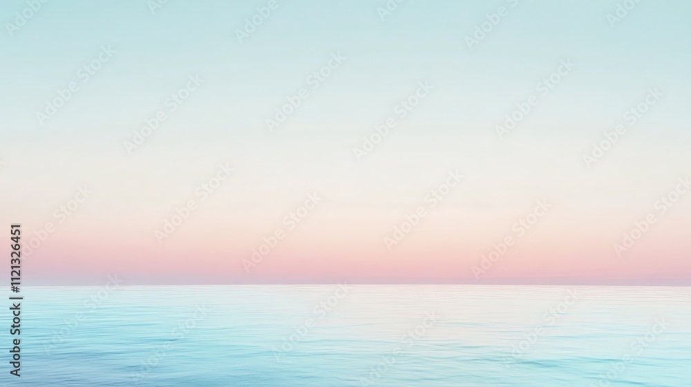 Fototapeta premium A soft, pastel sunset over a calm sea.