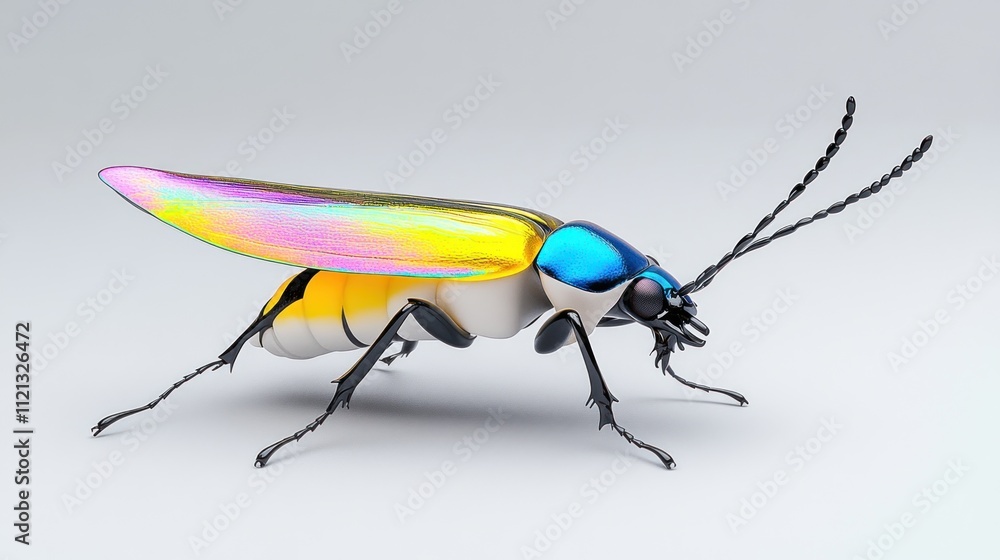 A colorful, stylized representation of a beetle with vibrant wings. A colorful, stylized representation of a beetle with vibrant wings.