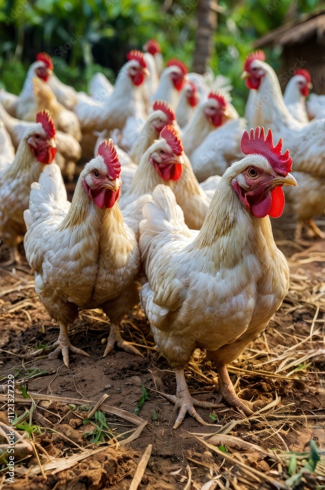 Fototapeta premium Chickens that Thai farmers prefer to raise in their households 