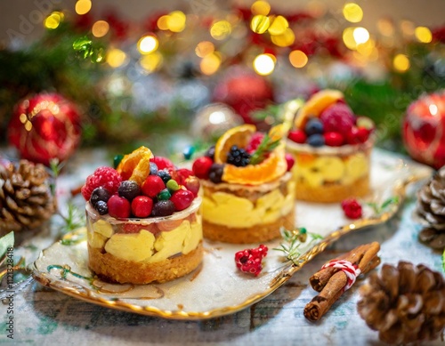 Christmas-Themed Desserts Styled in Vibrant and Festive Food Photography Presentations