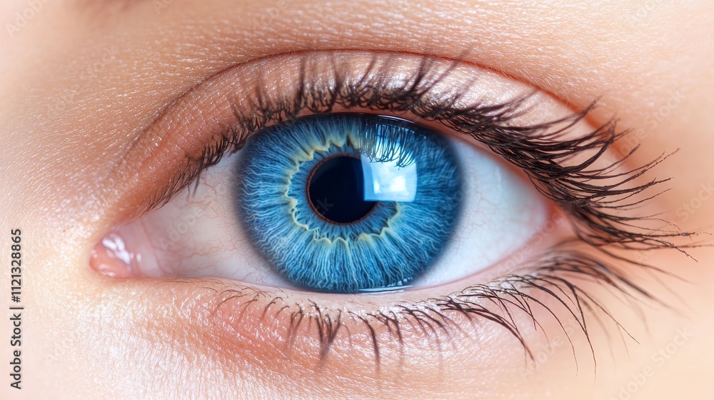 Obraz premium Closeup Blue Eye with Detailed Iris, Macro Eye Photography, Detailed Human Eye Image