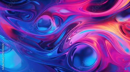 Abstract Swirling Neon Liquid Art Design