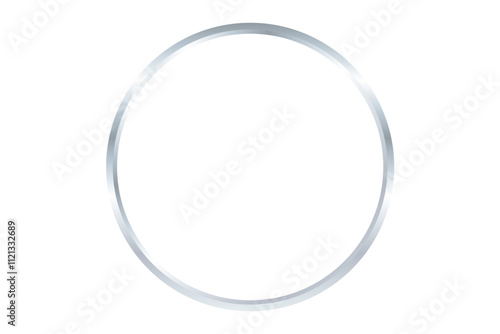 Silver circle frame border isolated on transparent background. Gold circular frame, Luxury round border PNG, Cutout, 3D element for design and decoration