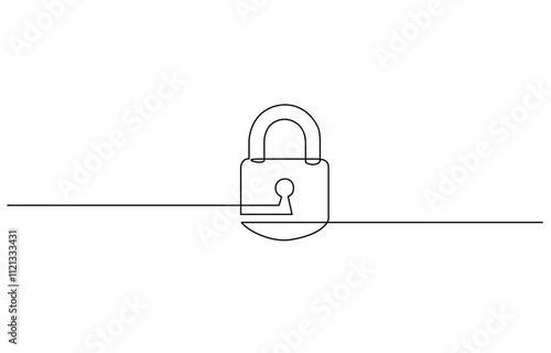 Lock Pad Metaphor for problem solving, solutions, and business accessibility. Continuous line art, Continuous line draw design vector illustration lockpad.