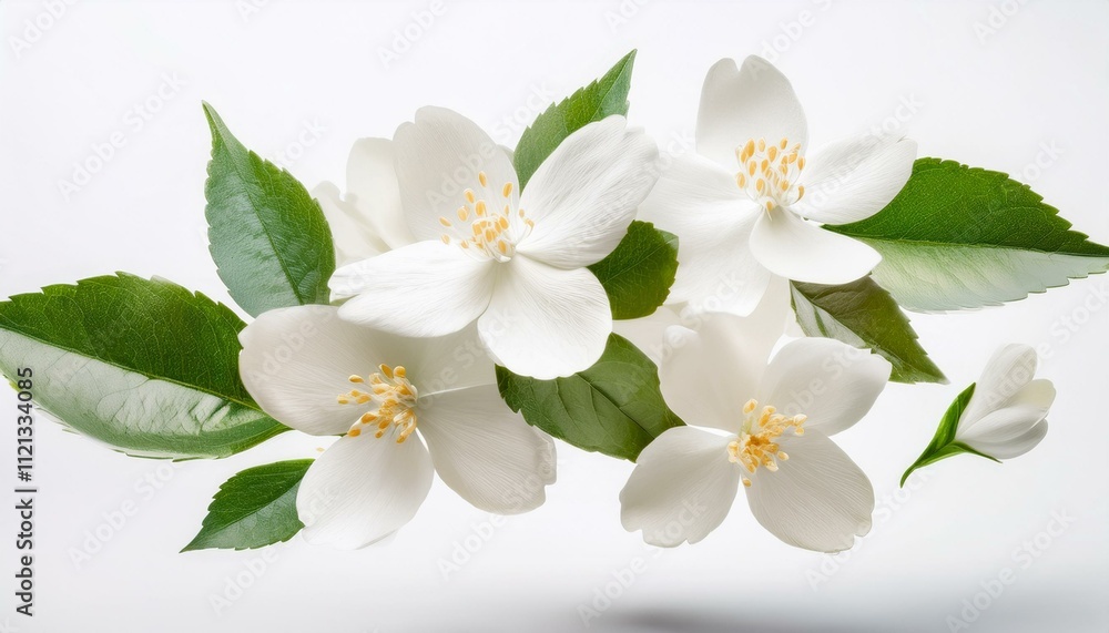 Fototapeta premium Delicate Jasmine Blooms in Mid-Air: A Fragrant Symphony of Nature's Grace