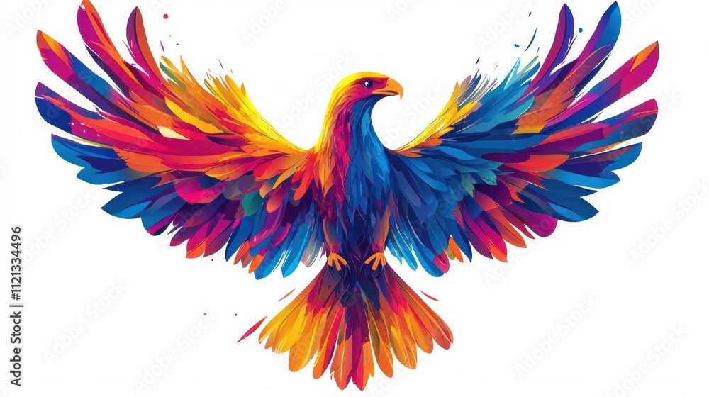 Obraz premium Colorful abstract eagle illustration vibrant digital artwork in wildlife studio environment
