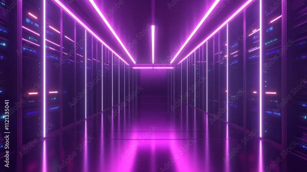 A futuristic server room with transparent glass walls, sleek servers with holographic interfaces, glowing softly with various colored lights, creating a futuristic cyberpunk feel A futuristic server room with transparent glass walls, sleek servers with holographic interfaces, glowing softly with various colored lights, creating a futuristic cyberpunk feel