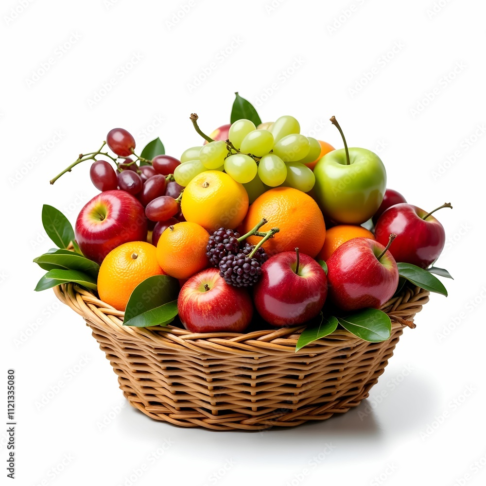 Fruits Basket isolated on white background Fruits Basket isolated on white background