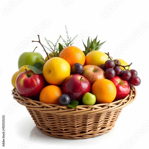 Fruits Basket isolated on white background