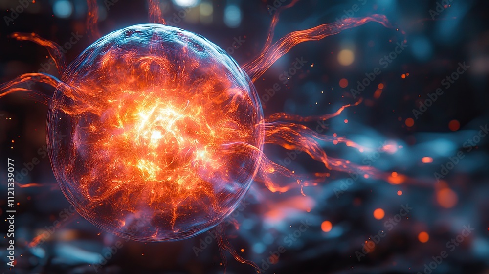 A mesmerizing plasma ball pulsates with colorful tendrils of light A mesmerizing plasma ball pulsates with colorful tendrils of light