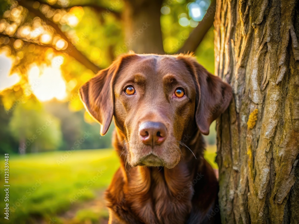 Labrador Retriever Park Photo: Close Up Dog Tied, Happy Dog, Canine Photography Labrador Retriever Park Photo: Close Up Dog Tied, Happy Dog, Canine Photography