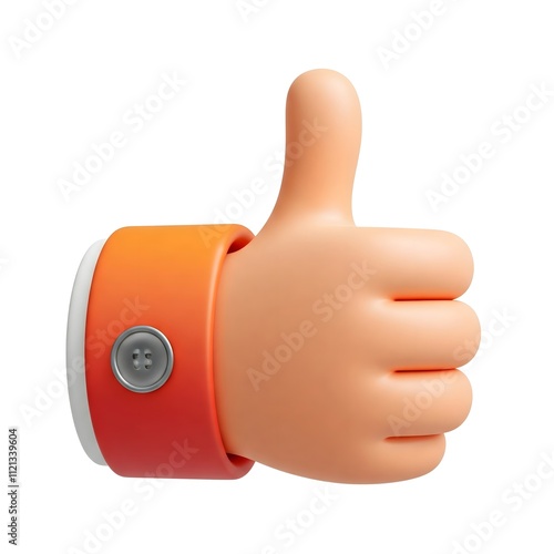 thumb up isolated on white, Light Peach Cartoon Hand with Metallic Cuff Detail
