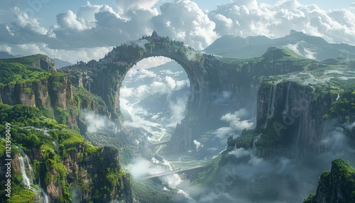 A City Nestled Within A Mountainous Valley Archway