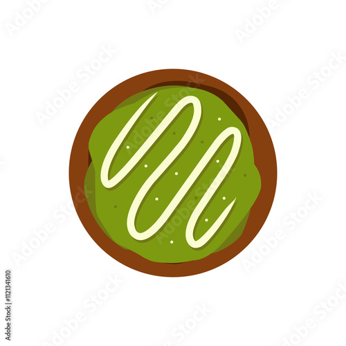 Bombolone vector with matcha topings on white background
