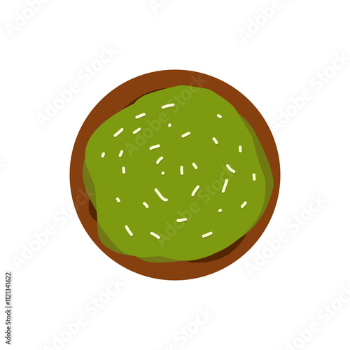 Bombolone vector with matcha topings on white background