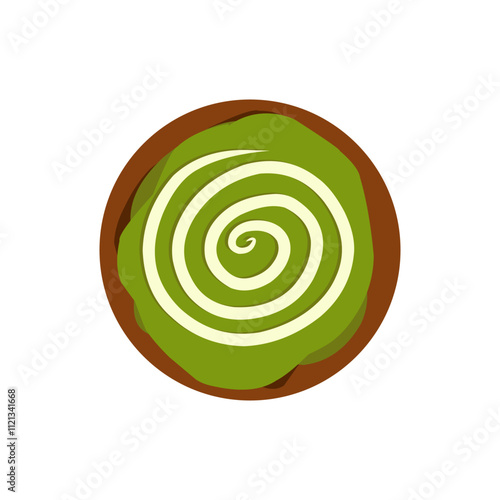 Bombolone vector with matcha topings on white background