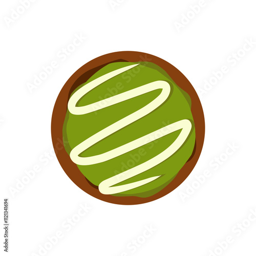 Bombolone vector with matcha topings on white background