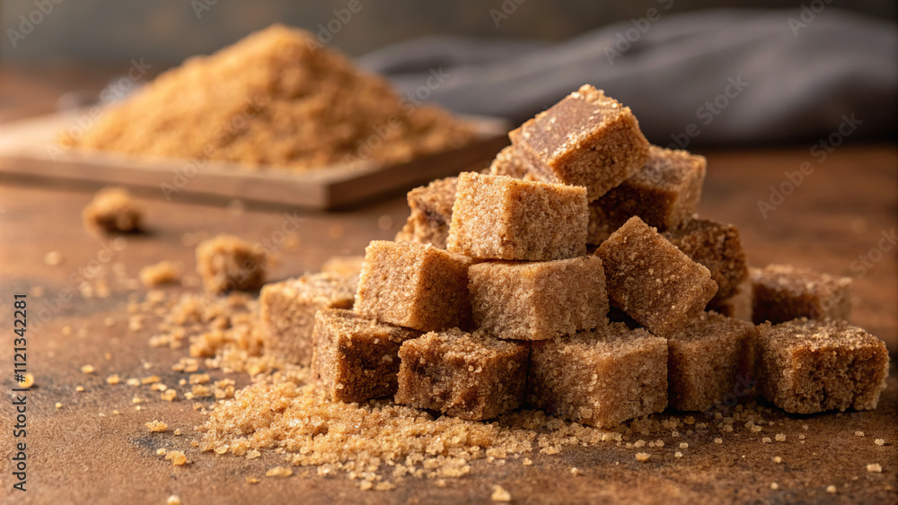 Brown Sugar Cubes on Rustic Surface
Brown Sugar Cubes on Rustic Surface