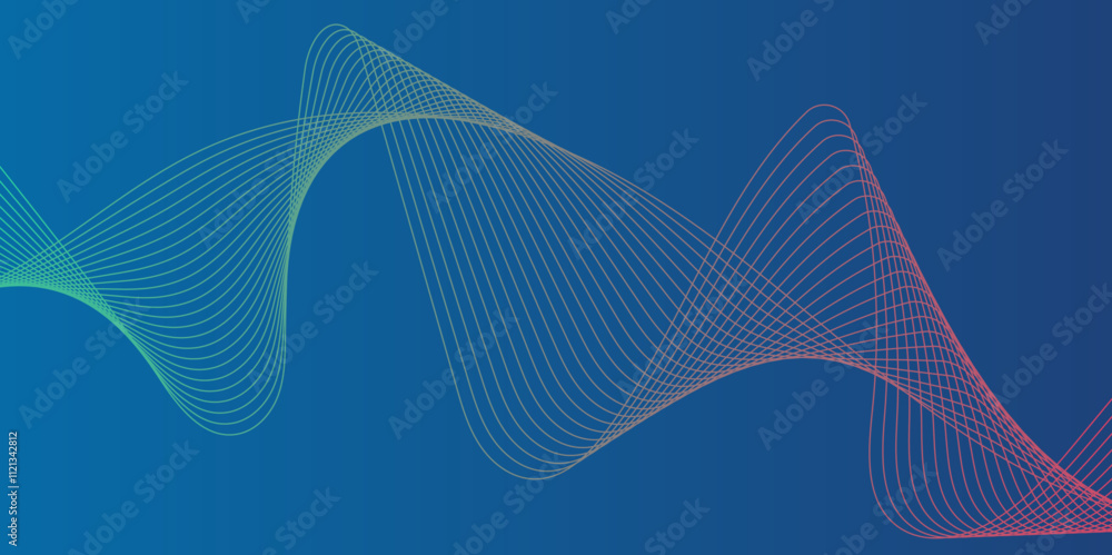 Abstract glowing wave lines on dark blue background. Dynamic wave pattern. Modern flowing wavy lines.