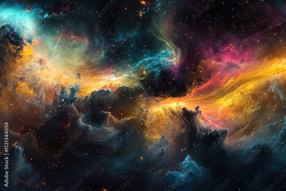 A Cosmic Nebula with Multicolored Gas and Stars A Cosmic Nebula with Multicolored Gas and Stars