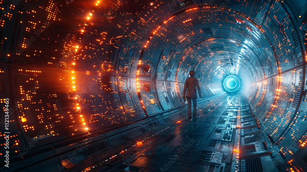 Fototapeta premium Mythical techno journeys reveal futuristic realms digital mysteries unfolding