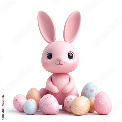 Easter celebration with cute bunny and colorful eggs festive atmosphere adorable scene joyful vibe