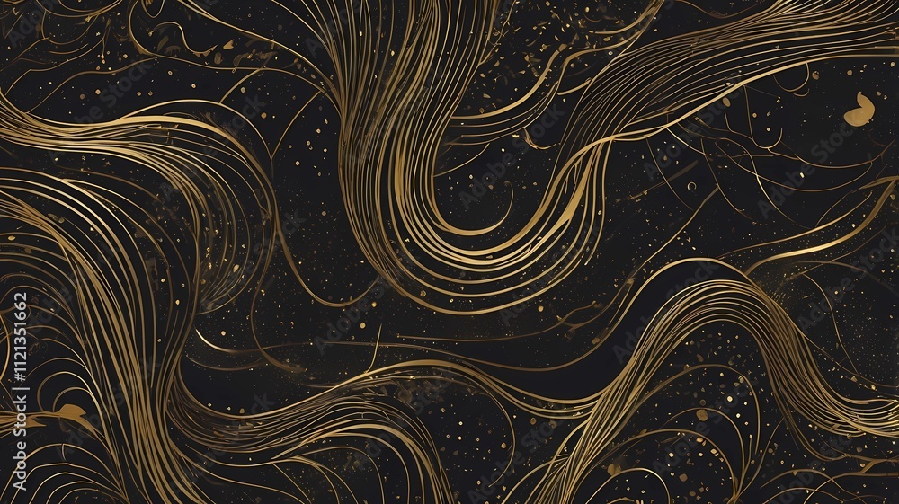 Obraz premium Golden lines pattern background. Luxury gold Line arts wallpaper. Design for cover, invitation background, packaging design, fabric and print