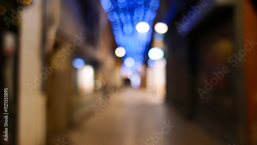 Wallpaper Mural Festive garlands out of focus, street decoration, bokeh, night photography, France, Perpignan Torontodigital.ca