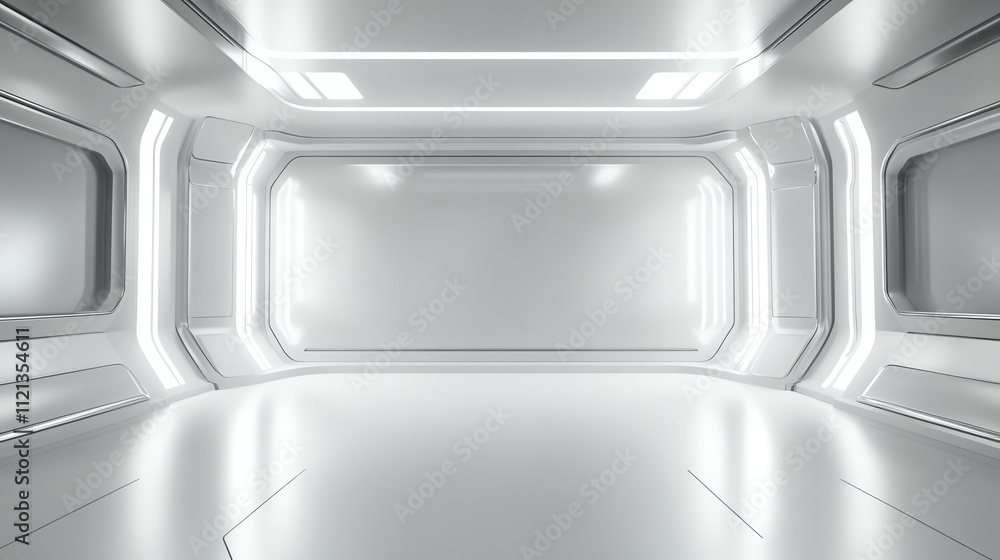 A futuristic, white, illuminated tunnel. A futuristic, white, illuminated tunnel.