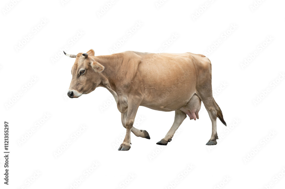 walking cow isolated on a white background walking cow isolated on a white background