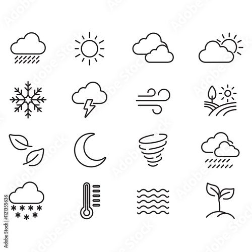 Weather icon set. Thin line vector.