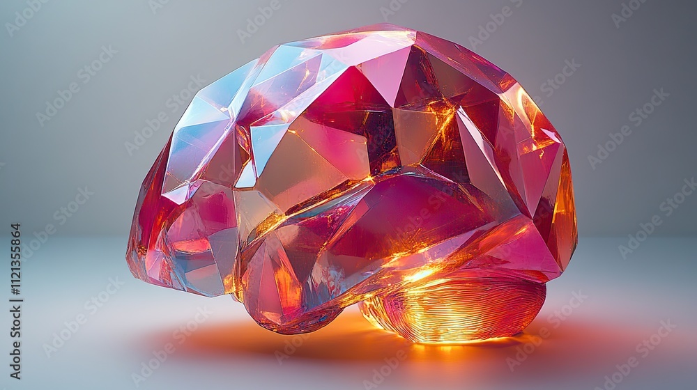 A polygonal brain composed of colorful triangles on a white background, representing AI and tech A polygonal brain composed of colorful triangles on a white background, representing AI and tech