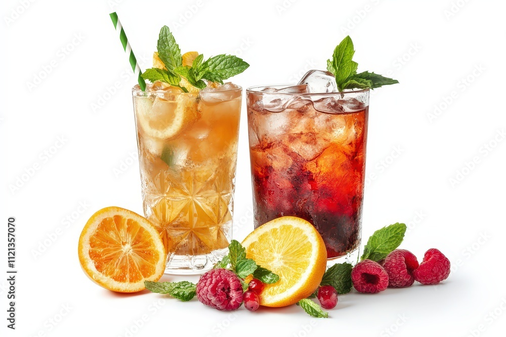 Refreshing Cocktails in Watercolor Style with Citrus Fruits and Berries, Captivating Imagery Without Shadows for a Modern Aesthetic Refreshing Cocktails in Watercolor Style with Citrus Fruits and Berries, Captivating Imagery Without Shadows for a Modern Aesthetic