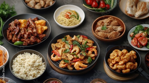 Time-lapse styled shot showing different dishes being cooked in an air fryer, highlighting its versatility and features