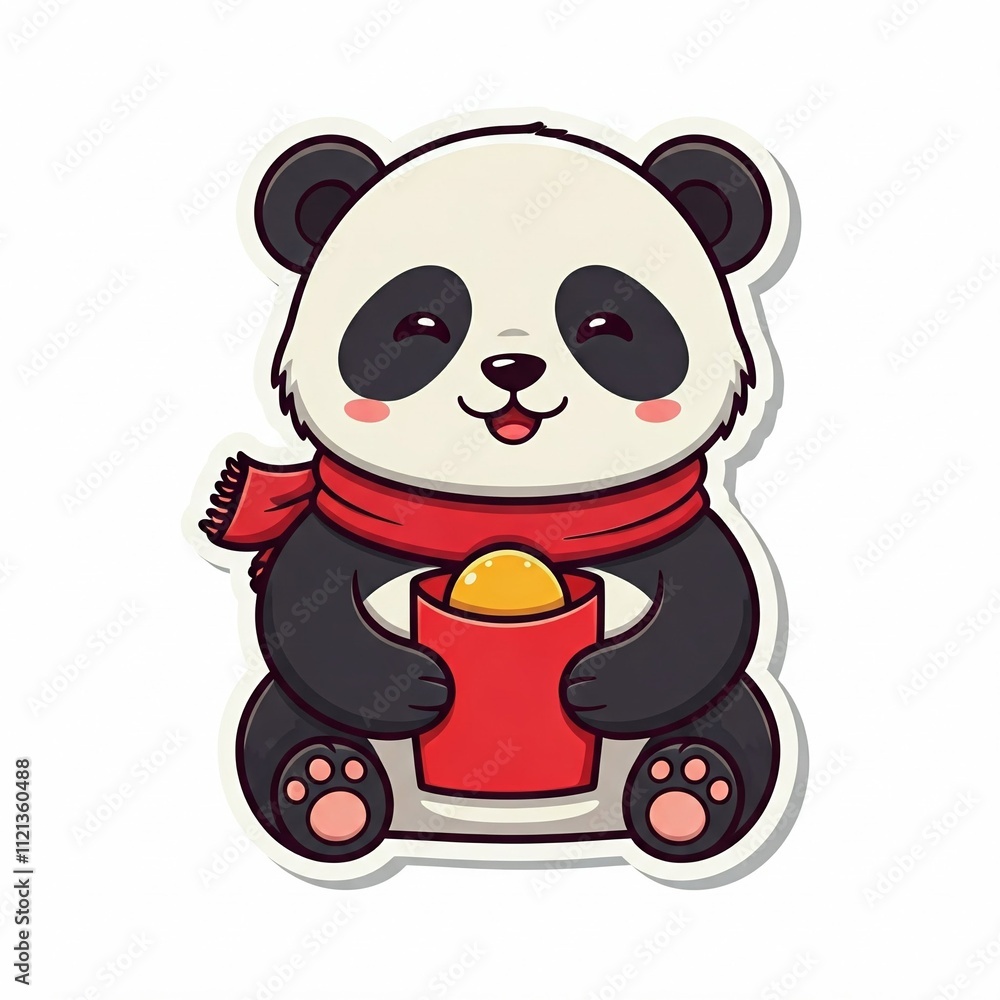 Chibi panda wearing a red scarf, holding a lucky red envelope, celebrating Chinese New Year. Sticker style, white background.
Chibi panda wearing a red scarf, holding a lucky red envelope, celebrating Chinese New Year. Sticker style, white background.