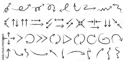 Arrow vector collection. Black hand-drawn arrow icon set.