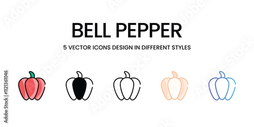 Bell Pepper icons in different style vector stock illustration