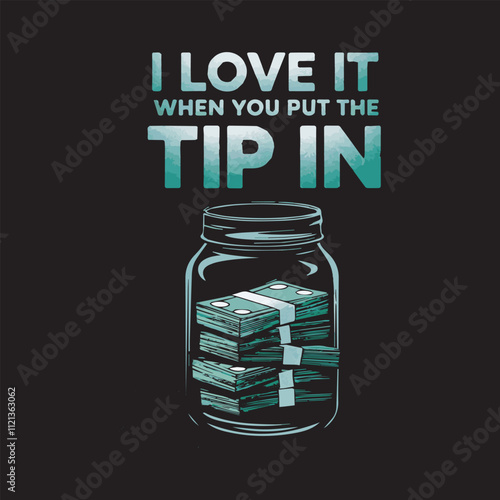 Put the Tip In banknote with gold vector illustration
